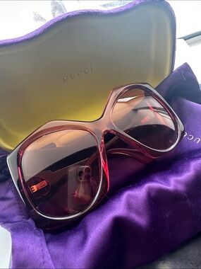 Gucci Women's Oversized Red Gradient Square Sunglasses